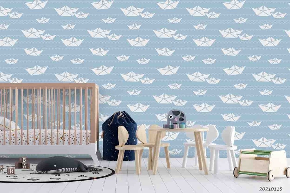 3D Paper Boat Pattern Wall Murals Wallpaper Murals Wall Sticker