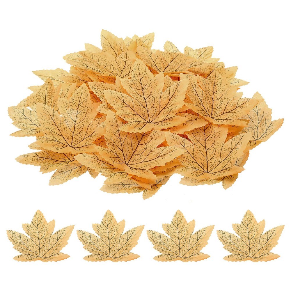 300 Pack Vibrant Yellow Faux Maple Leaves for Halloween Decor