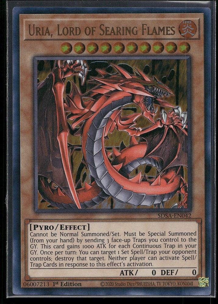 Uria Lord of Searing Flames SDSA-EN042 Sacred Beasts 1st Ed Card