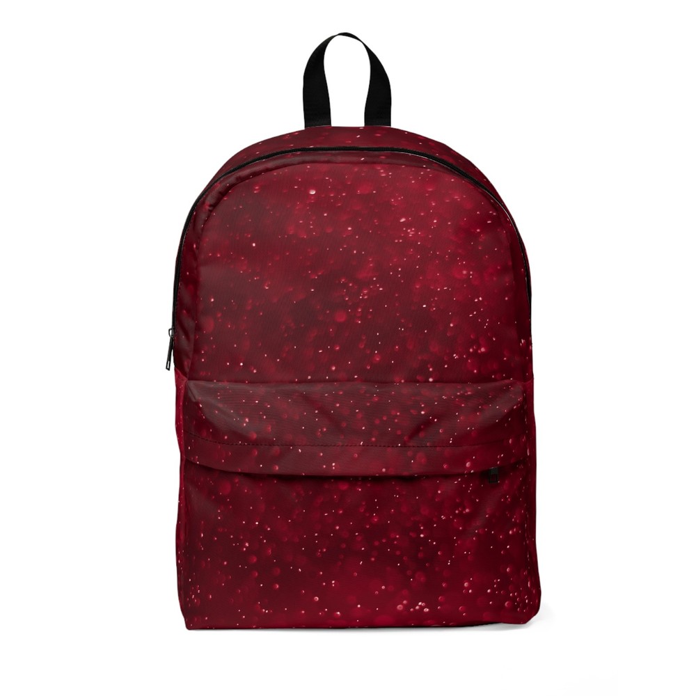 Stylish Unisex Classic Backpack for School, Travel, Gym, Red Patterned Rucksack