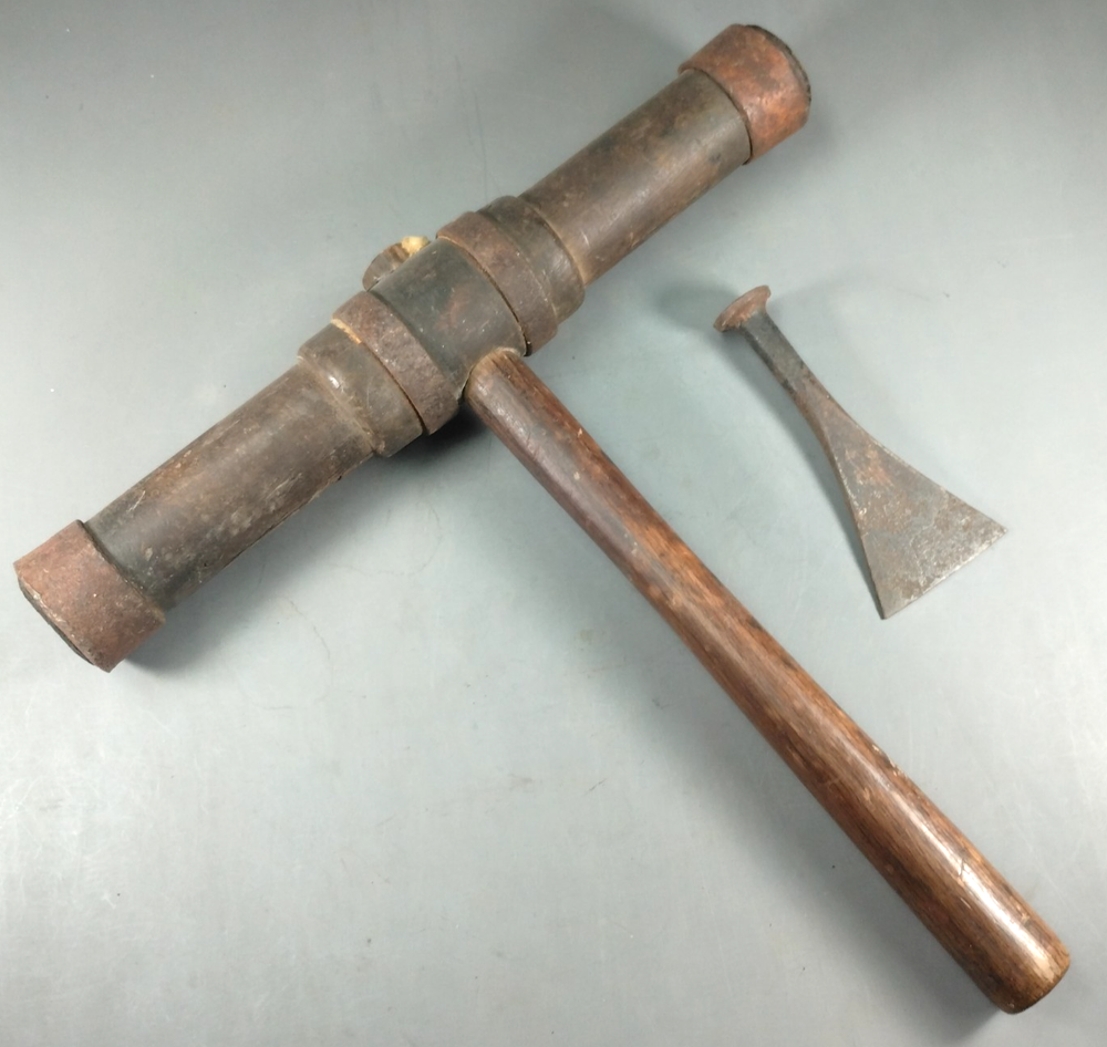 Antique Rare Shipwrights Caulking Mallet Ship Builder Hand Tool Wooden Hammer