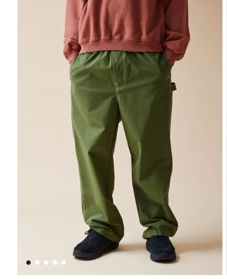 Urban Outfitters Nylon Skate Fit Carpenter Pants green 90s cargo sz M