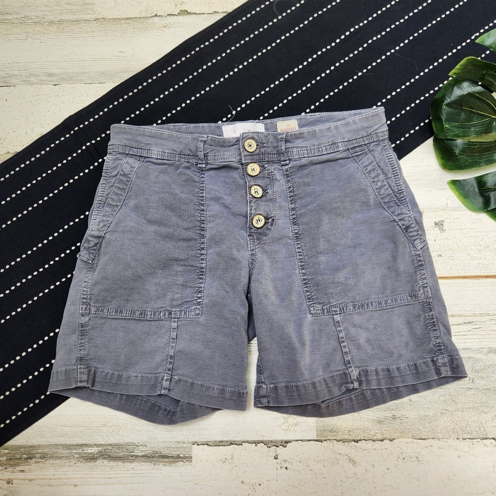 Anthropologie The Wanderer Utility Shorts Button Fly Grey Size 27