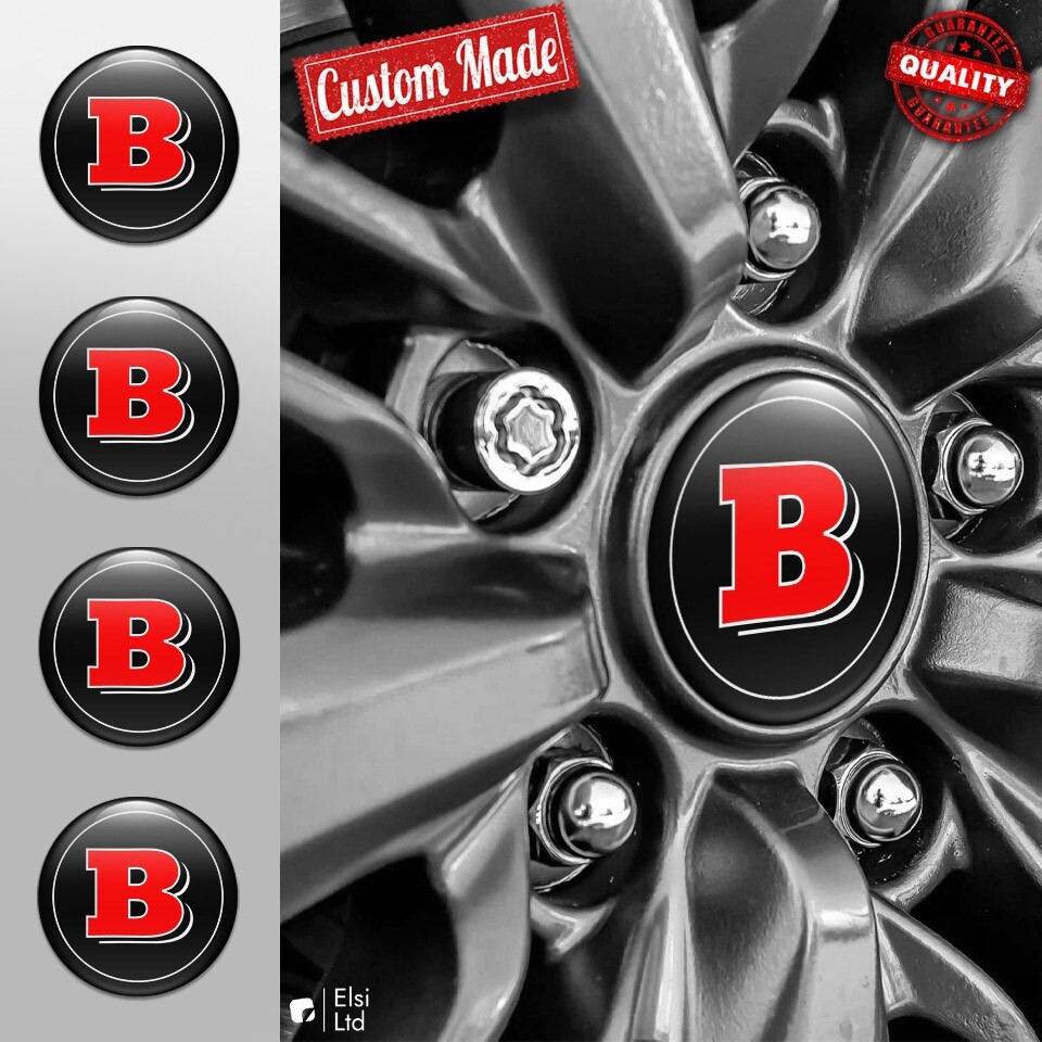 Brabus 4-Piece Wheel Cap Decal Set Custom Rim Emblems