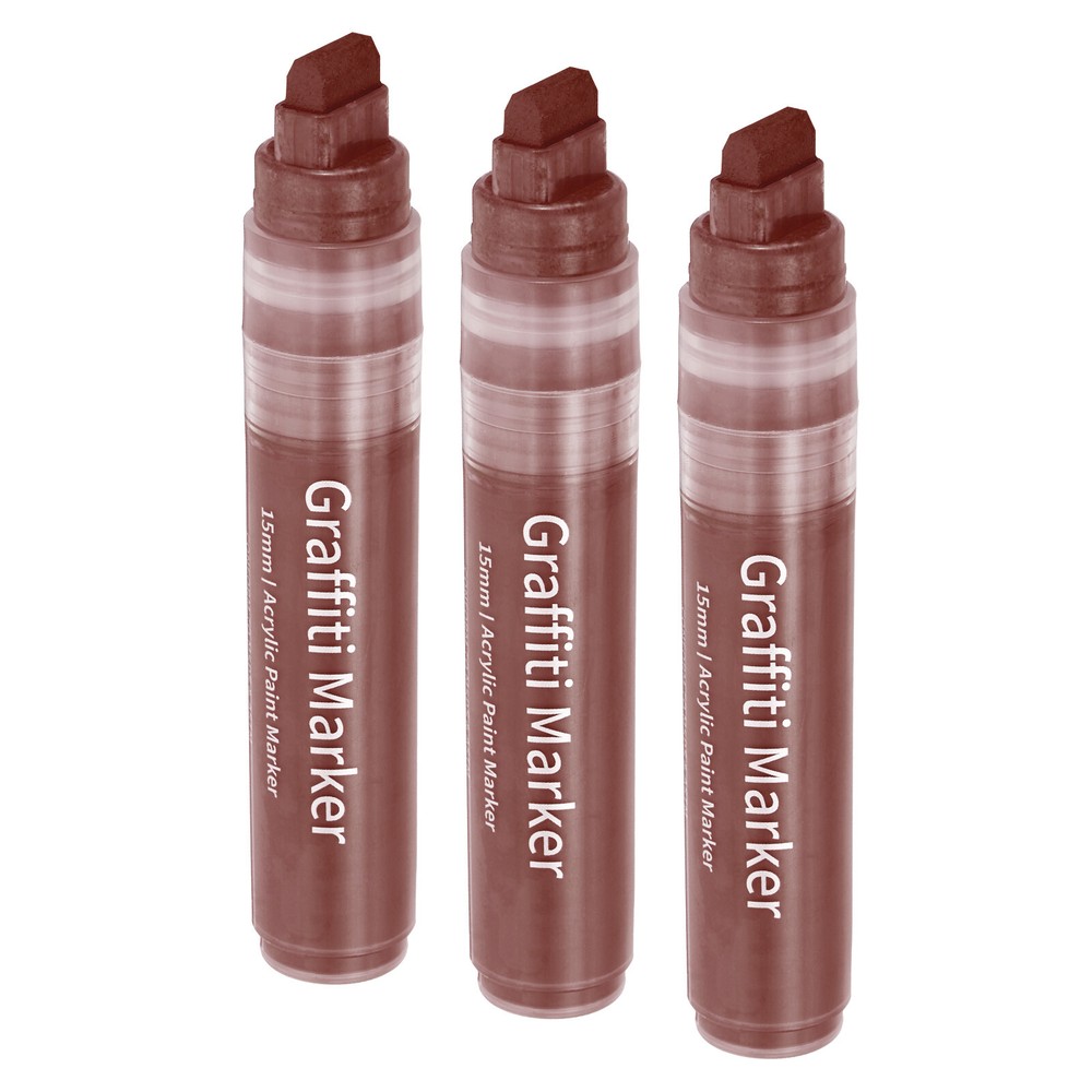 3 Pcs Graffiti Markers, 15mm Brown Poster Markers Thick Acrylic Paint Pen