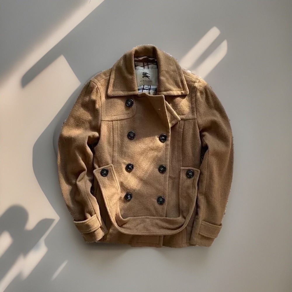 Burberry  London Women Beige Trench Coat Jacket Wool Size S