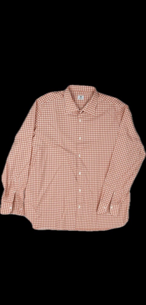 Luigi Borrelli Men's Classic Fit Handmade Check White Orange Dress Shirt 18 New