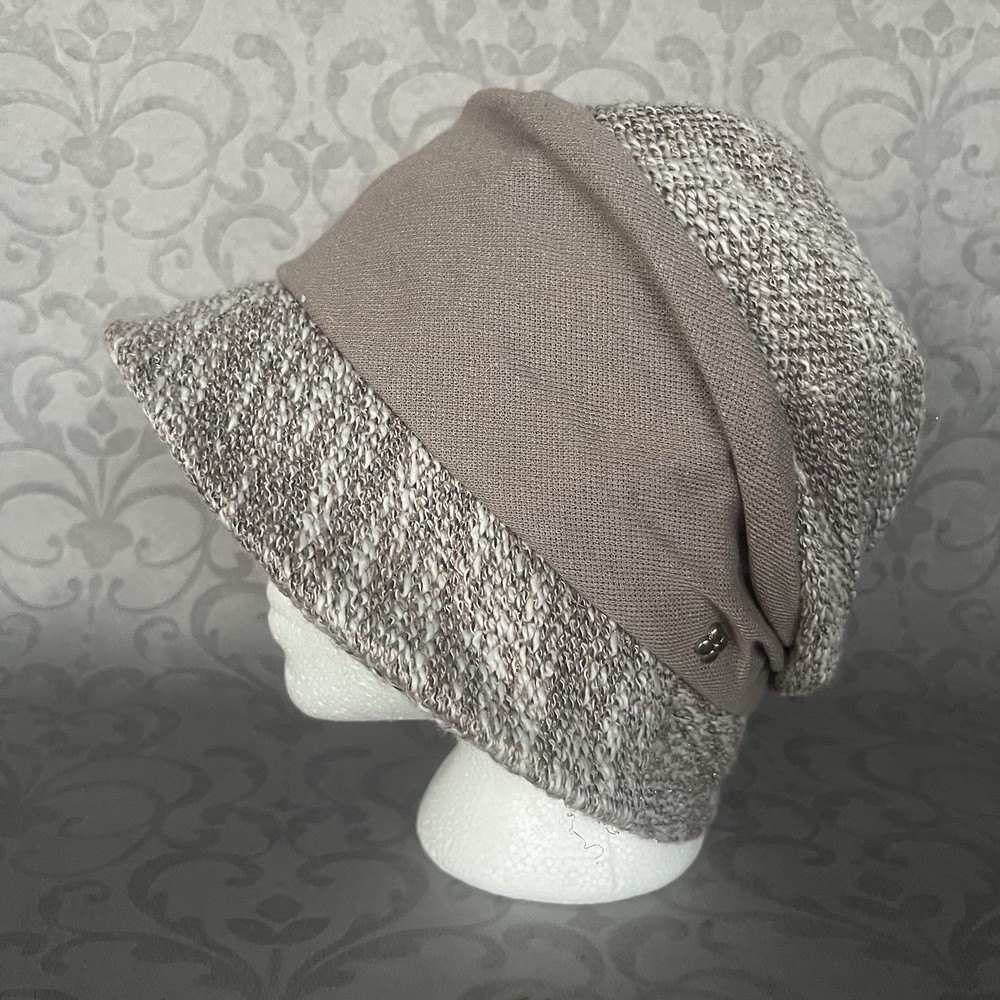 Taupe Knit Cloche Hat - StylishEveryday Accessory with Brim - SoftTextured