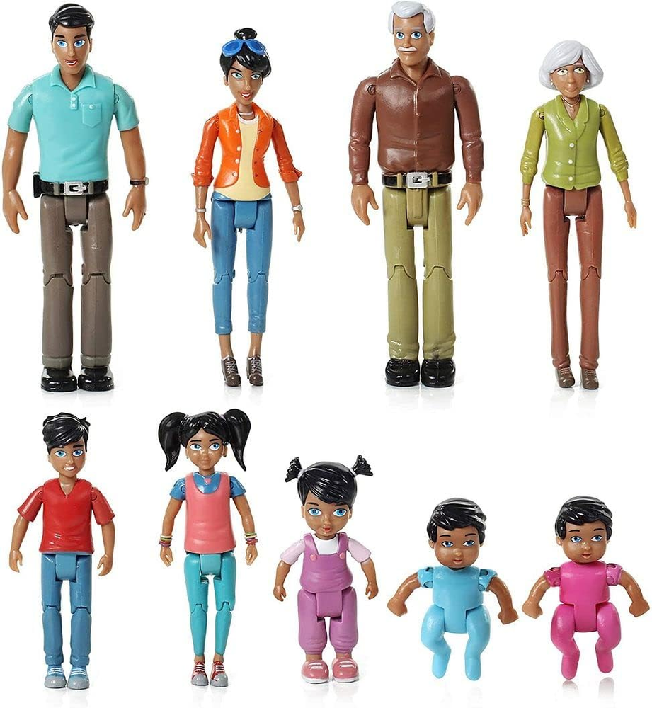 Doll Collection Sweet Li'L Family Hispanic Dollhouse People Set of 9 Action Figu