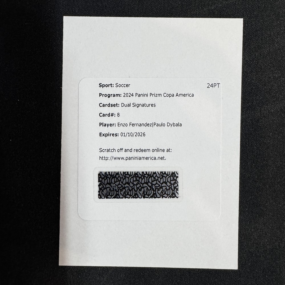 Enzo Fernandezl Paulo Dybala2024 Panini Prizm Copa Dual Signatures Auto -vi