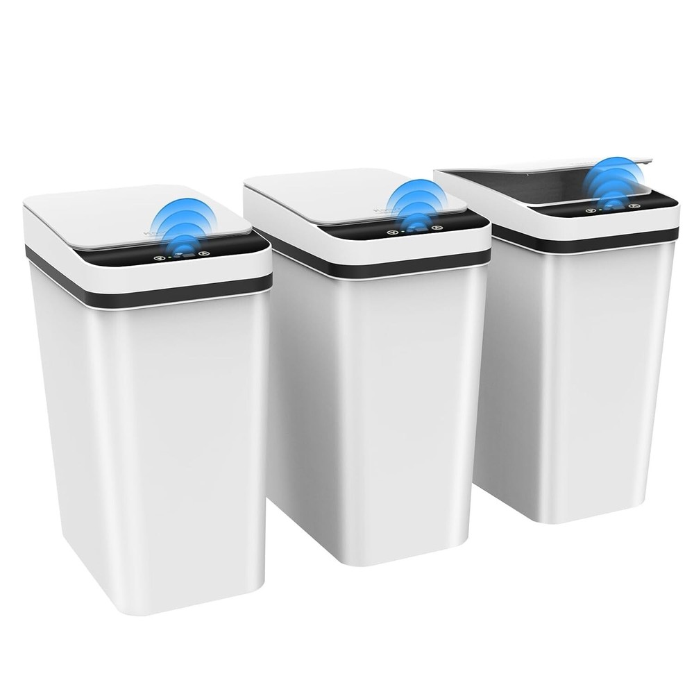 Elegant Slim Automatic Trash Cans - 2.5 Gallon Motion Sensor, Waterproof Bundle