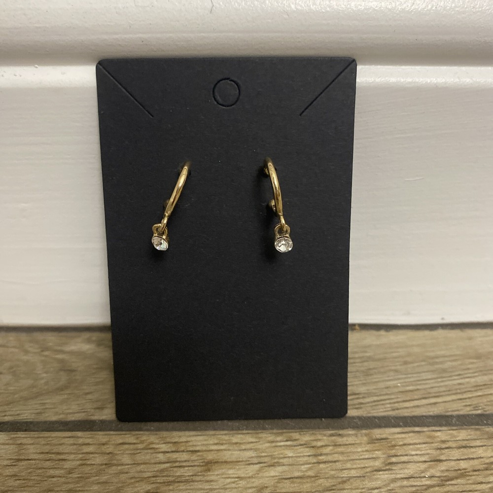 Stylish Gold Hoop Earrings Featuring Dangling Rhinestone Accents for a Glamorous Look