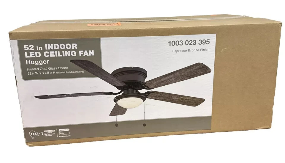 Hugger 52 in. LED Espresso Bronze Ceiling Fan AL383LED-EB