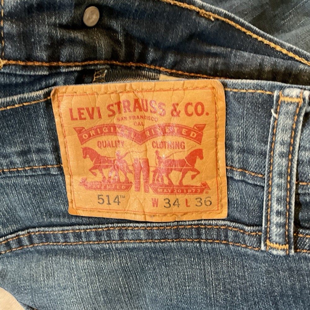Levis 514 Straight Leg Jeans Men's 32x36 Medium Wash Blue Denim