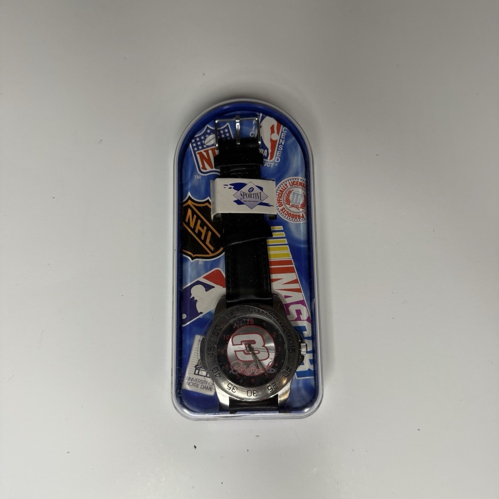 NIB Vintage Sportivi NASCAR Dale Earnhardt 3 Black Silver Watch