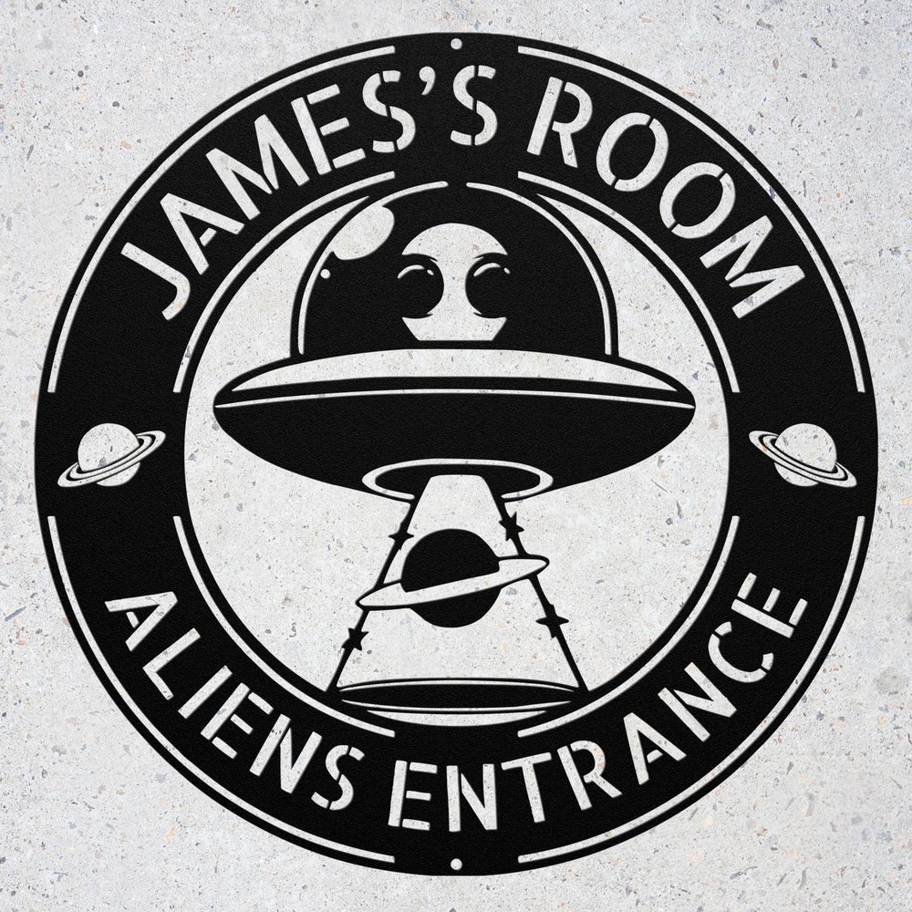 Personalized Alien Metal Sign Custom UFO Home Decor Unique Alien Room Decoration