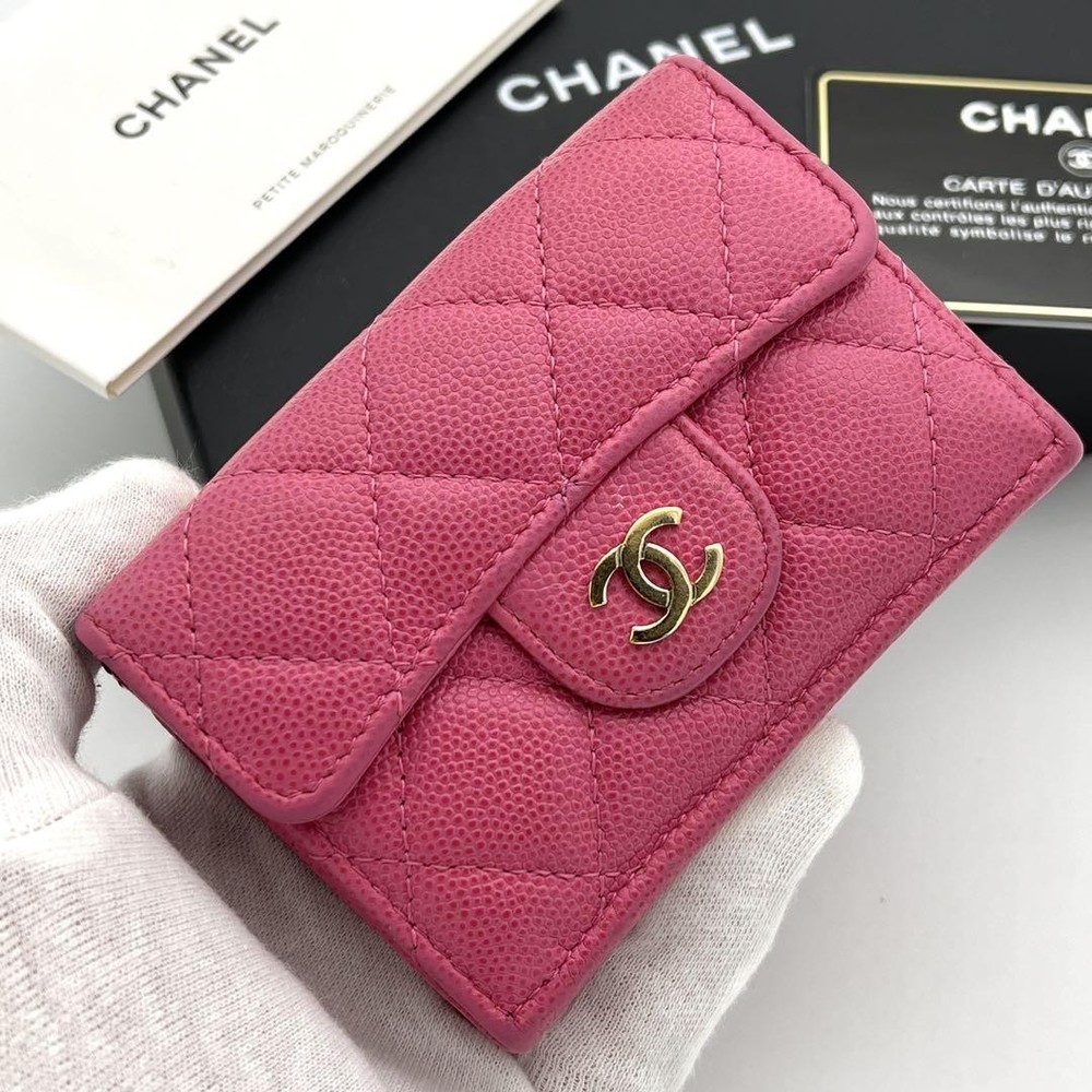 Chanel Matelasse Caviar Trifold Wallet Authentic Luxury Leather