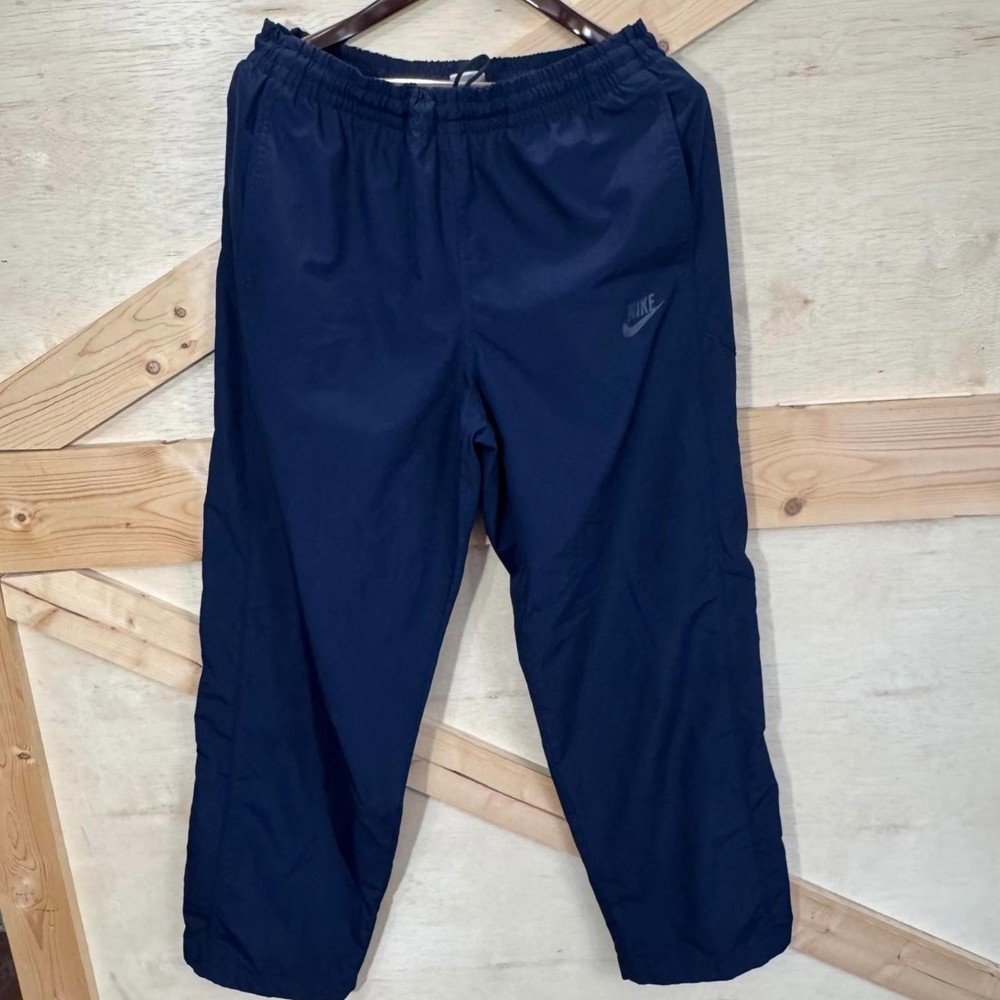 Nike Athletic Men’s Large Navy Windbreaker Track Pants Mesh Lined Straight Leg