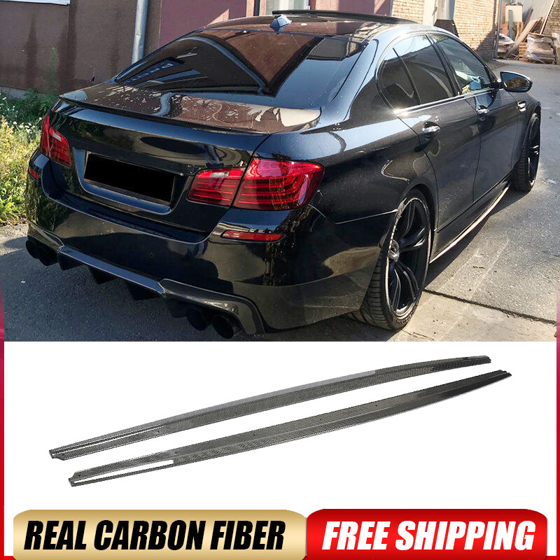 For BMW F10 M5 550i M-Sport 2011-16 Real Carbon Side Skirt Extension Lip Spoiler