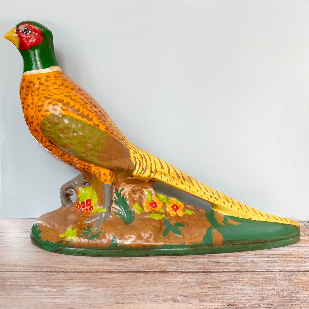 Vintage Hand-Painted Ceramic Pheasant Figurine Mid-Century Home Decor