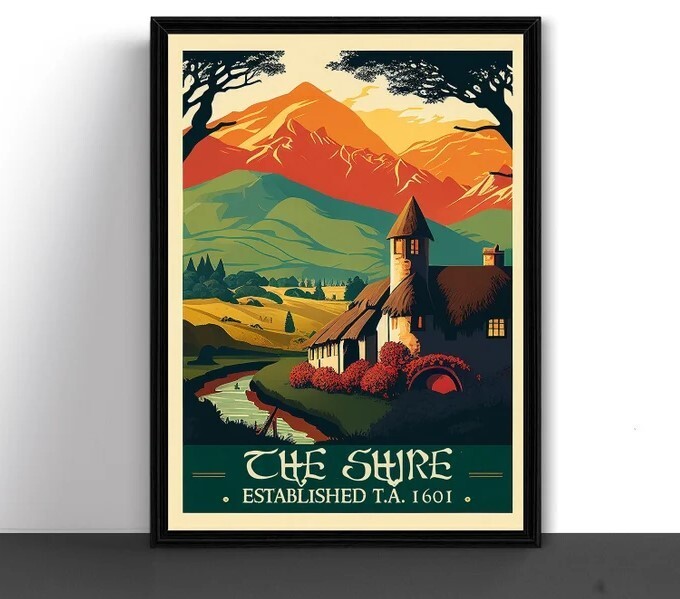Lord of the Rings LOTR The Shhire J.R.R. Tolkien Art Print Travel Poster