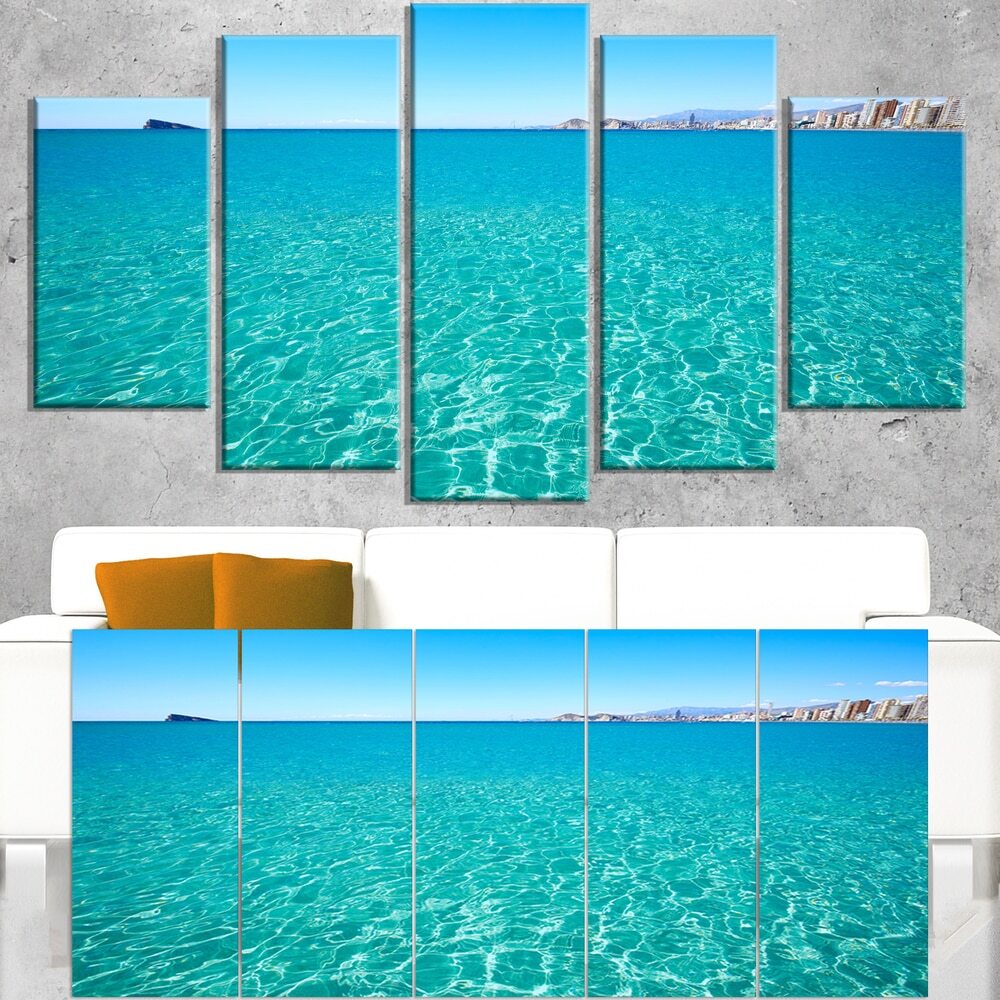Blue Benidorm Levante Beach - Seashore Canvas Wall Artwork  Oversized