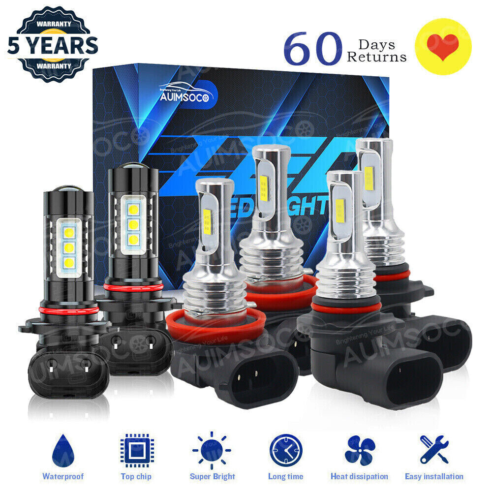 LED Headlight + Fog Light Bulbs Kit Combo White Fit Subaru Fitester 2009-2012 13