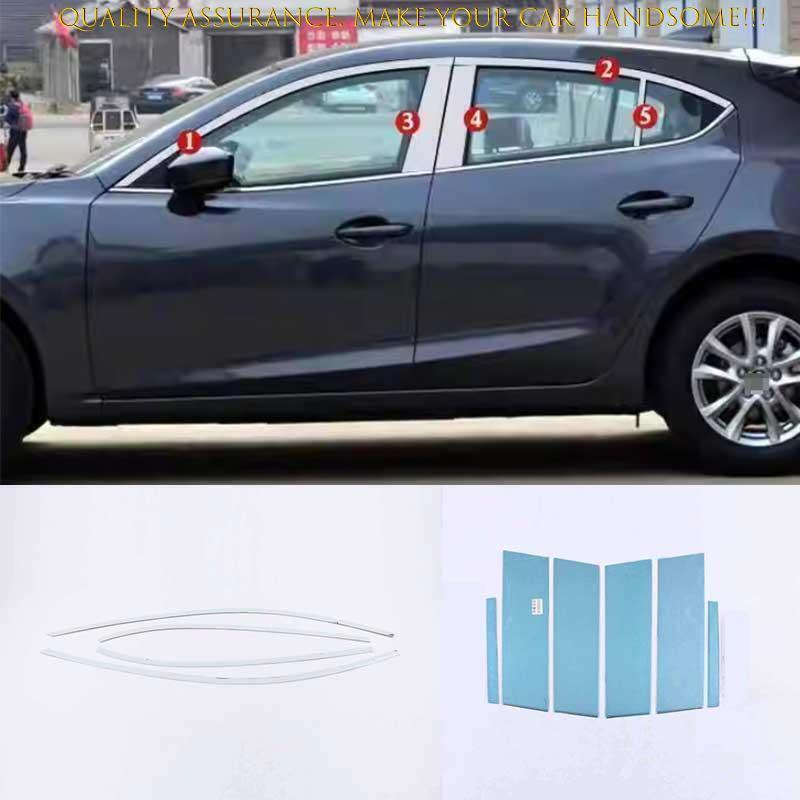 For Mazda 3 Axela 2017-18 Chrome Steel Windows Strip Sill Moulding Cover Trims
