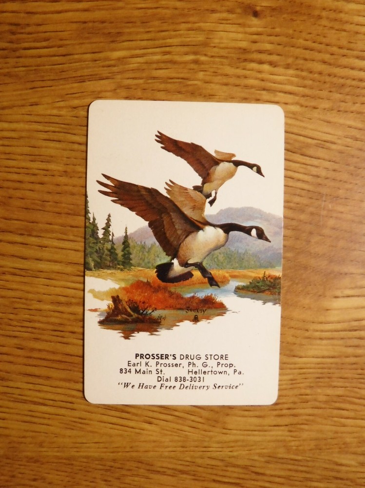 MID 1900'S VINTAGE PLAYING CARD SWAP COUPON WITH TWO FLYING GEESE-image