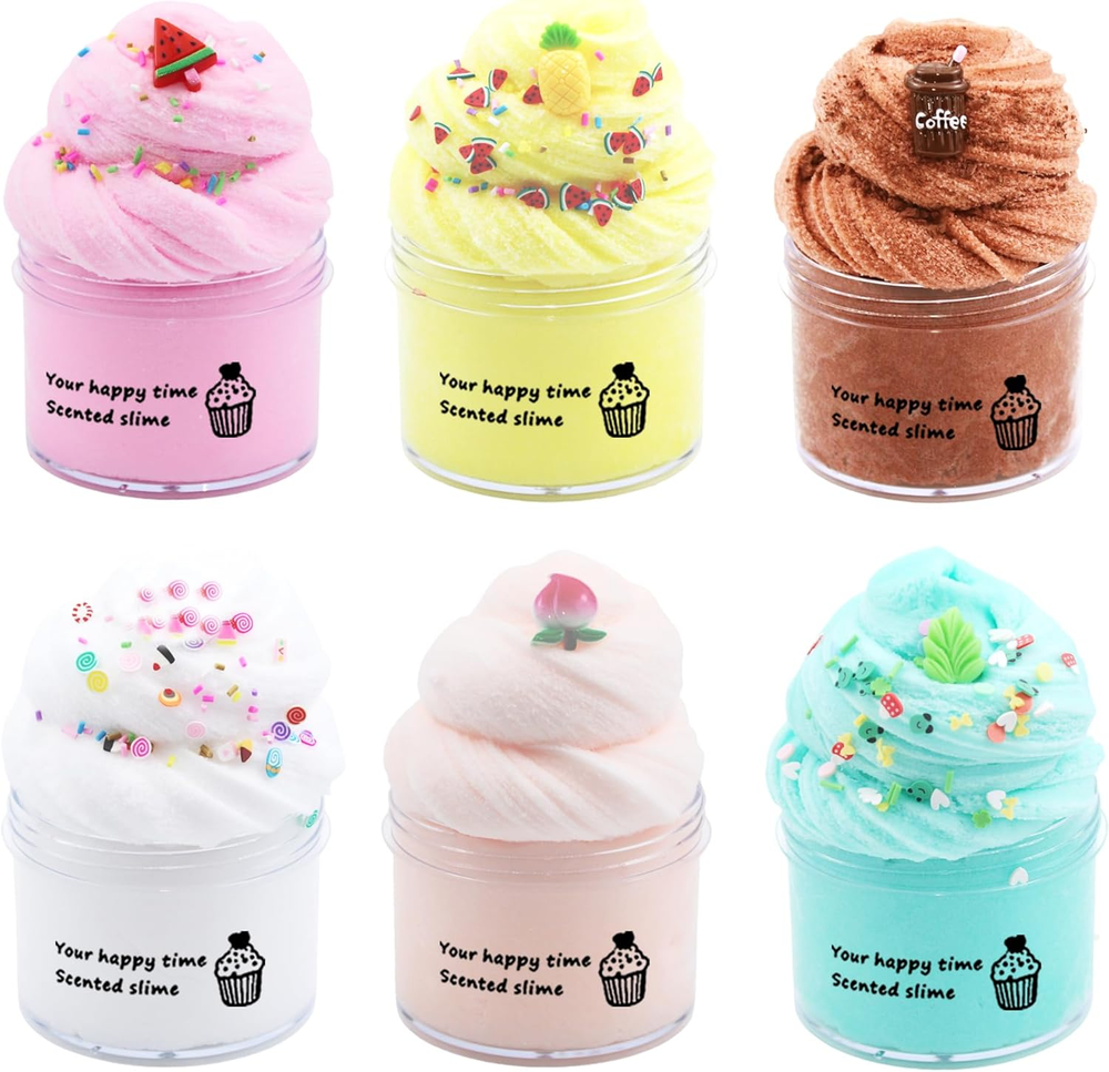 6 Pack Cloud Slime Kit,Birthday Gifts for Kids,Party Favor for Girls & Boys,Non-