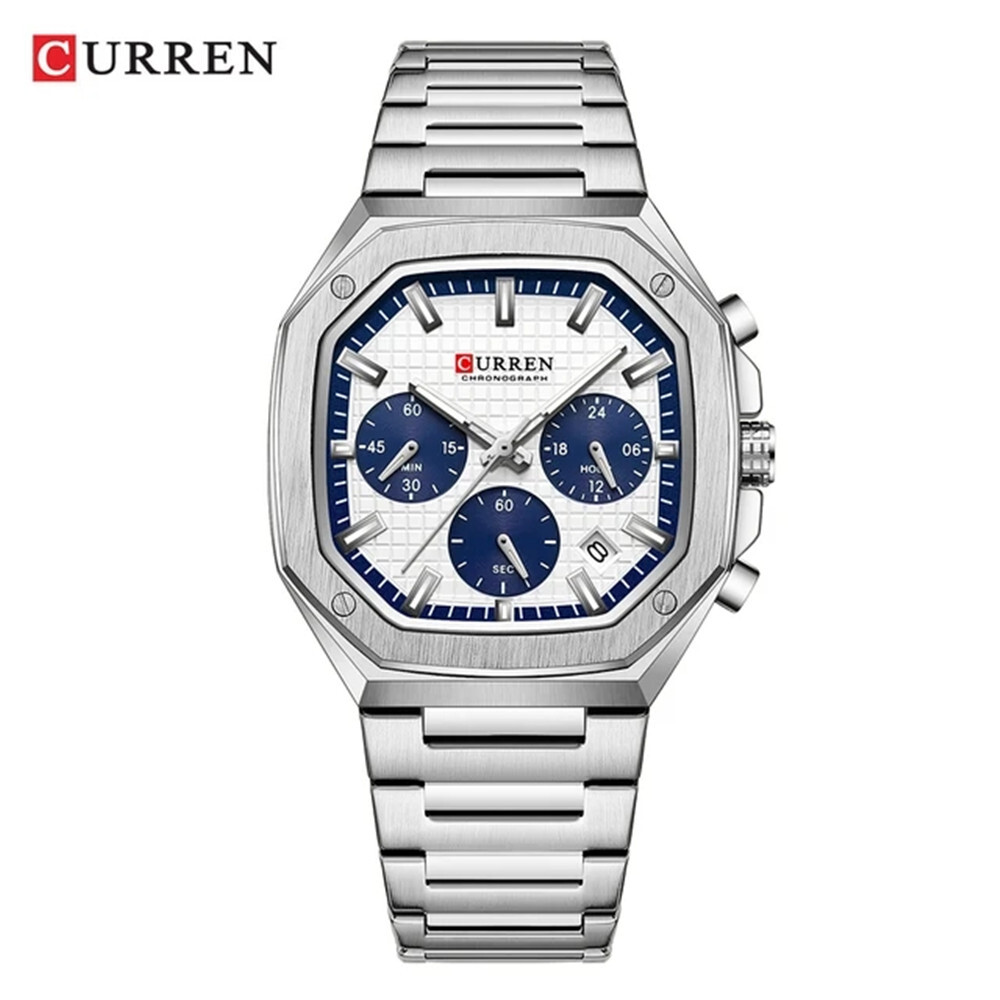 CURREN Men Quartz Watch Brand Chronograph Rectangle Wristwatch Male Sport Watch