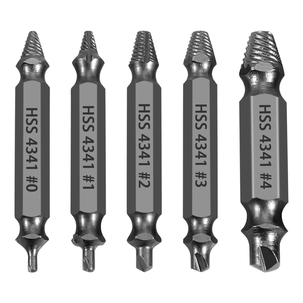 HSS Damaged Screw Extractor Set 5-Piece Drill Bit Kit for Stripped Screws