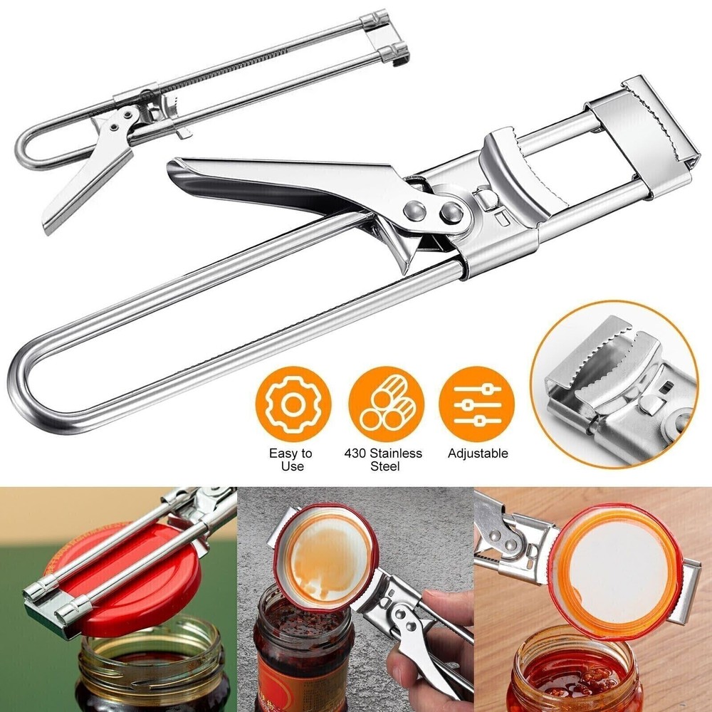 Stainless Steel Can Opener Multifunctional Adjustable Jar Lid Gripper Tool