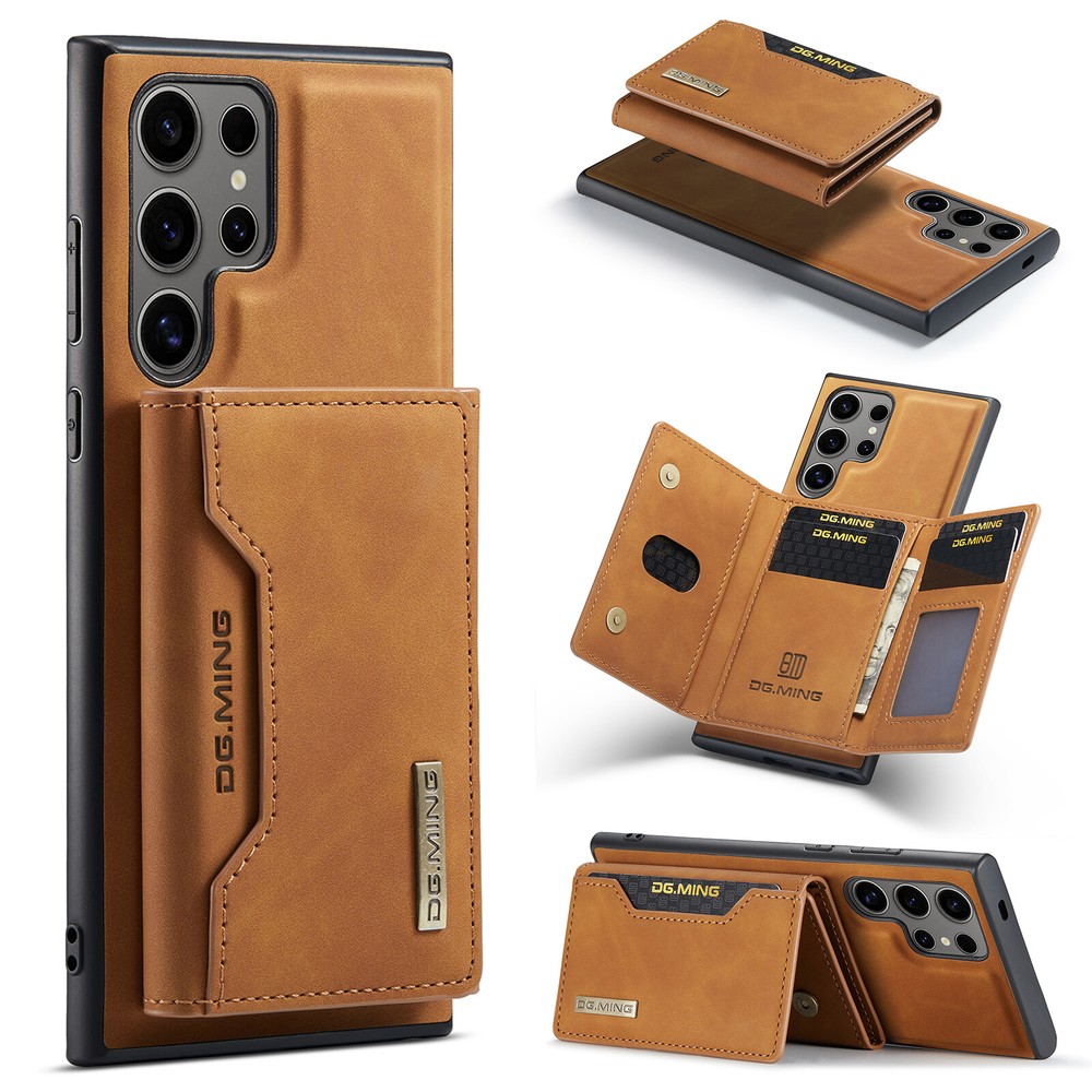 For Samsung S25 Ultra S24 FE S23 Card Holder Magnetic Leather Case Stand Cover