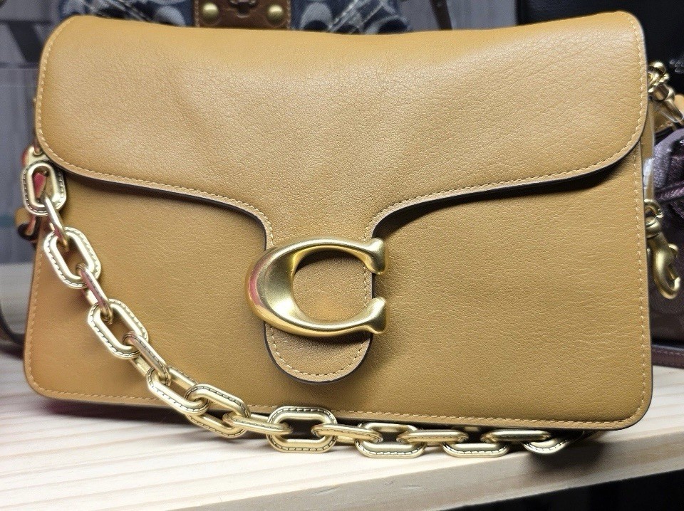 FLASH SALE ❤️Coach Chain Tabby Brass/Honey Brown Leather Small Shoulder Bag-image