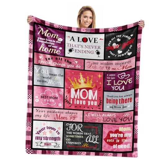 Gifts for Mom Throw Blanket Mom Blanket from Daughter Son, Gifts for