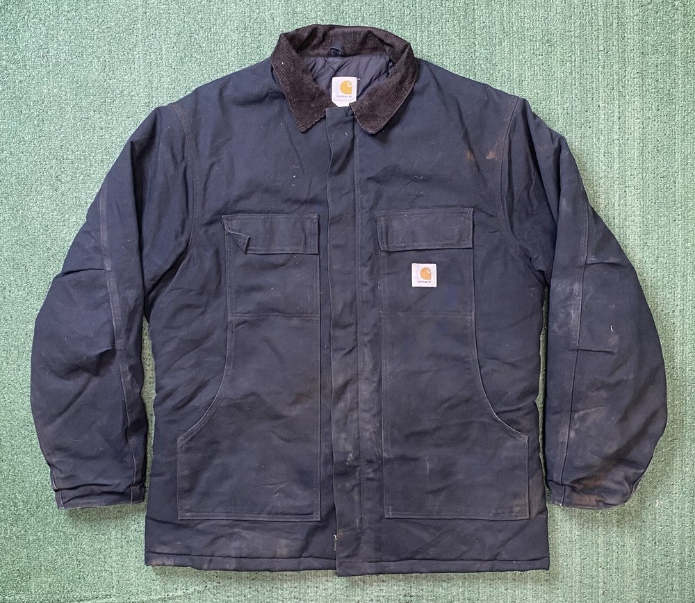 Vintage C03 BLK Carhartt Arctic Duck Canvas Detroit Work Jacket Size 46 Tall
