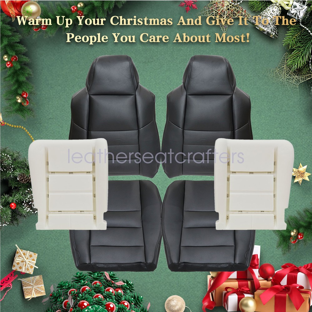 2002-2007 Ford F250 F350 Super Duty Black Front Seat Cover & Cushion