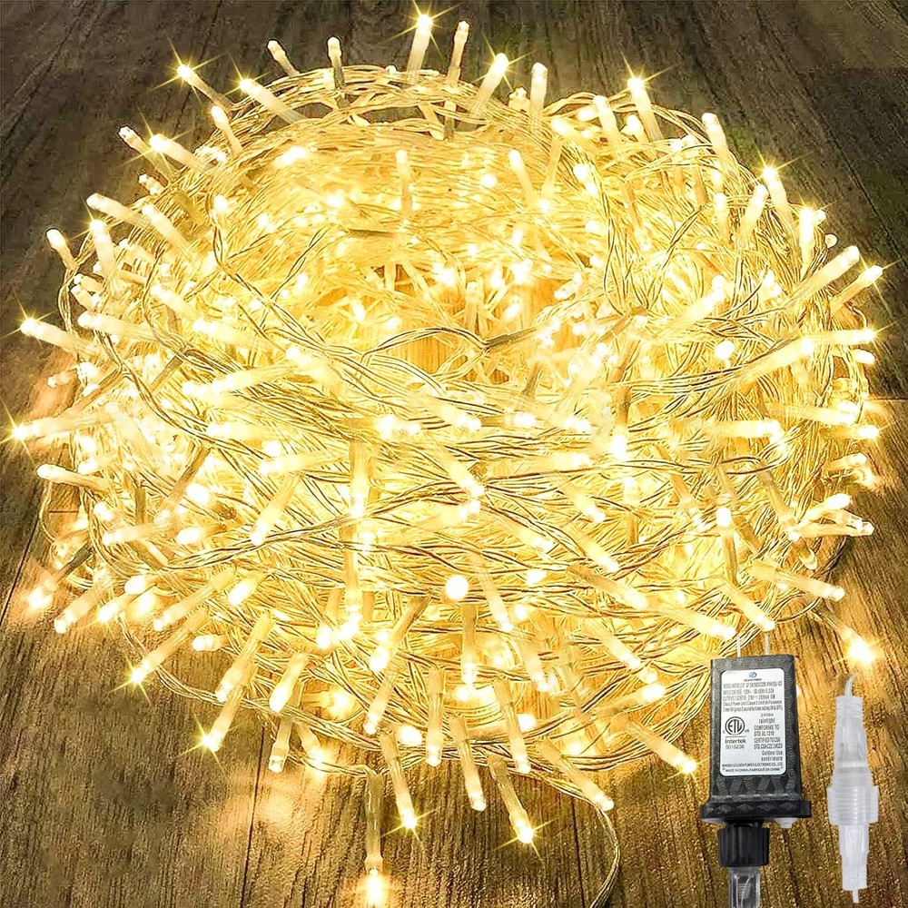 88Ft 240LED Connectable String Lights Warm White for Indoor Outdoor Use with Clear Wire