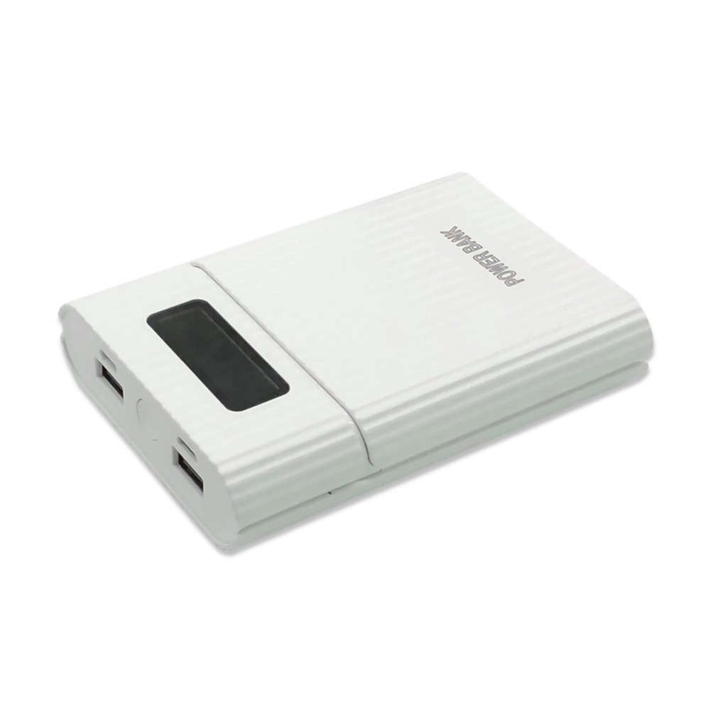 White DIY Power Bank Case with LCD Display, 4-Slot 18650 Battery Charger & Storage Box for Easy Assembly