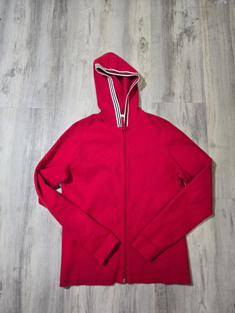 Tommy Hilfiger hoodie womens red full zip sweatshirt size XL made in Japan