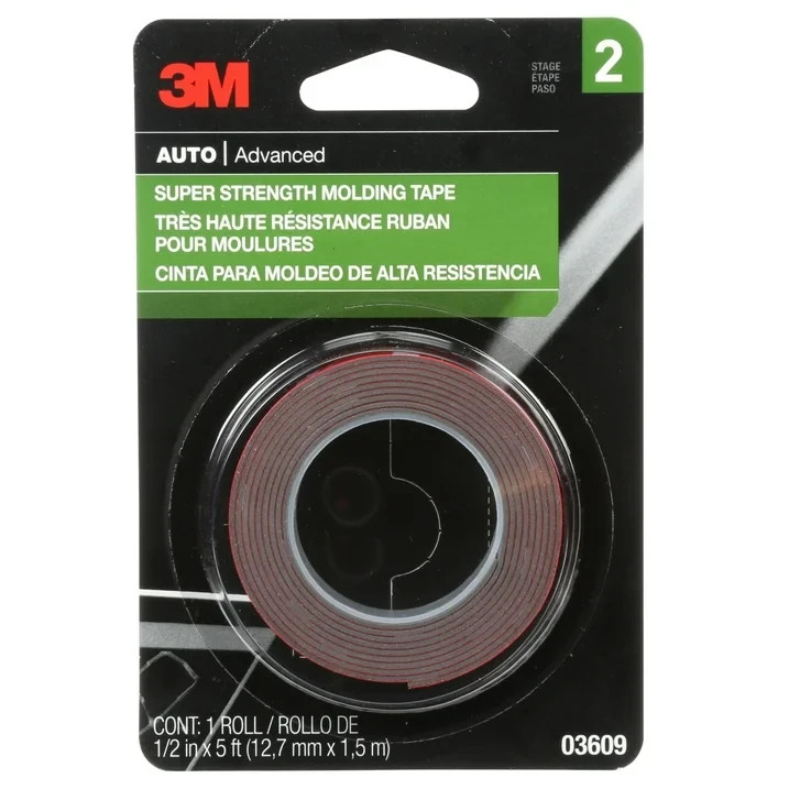 3M Automotive Super Strength Molding Tape, Double-Sided Adhesive, 1/2
