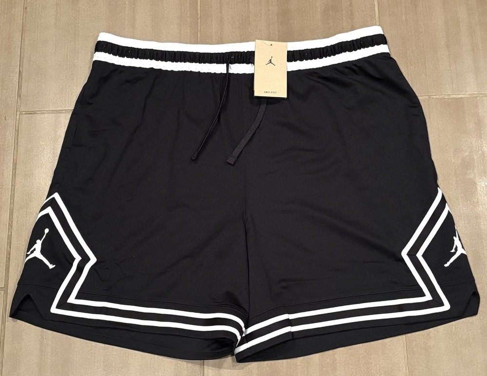 Nike Jordan Dri-FIT Diamond Shorts Men 2XL Black White Mesh HF9910-010