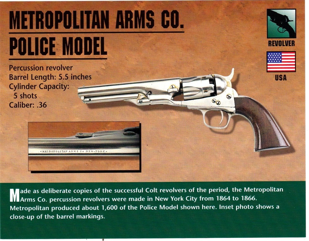 Metropolitan Arms Co. Police Model Revolver Classic Firearms Photo Card u