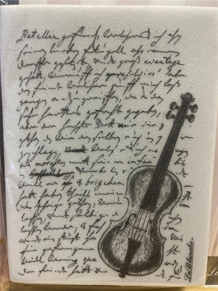 New LA BLANCHE Silicone Rubber Stamp MUSIC COLLAGE script