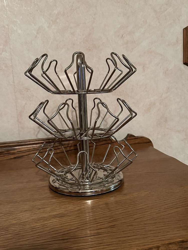 Keurig 24 K-Cup Chrome Metal Carousel Coffee Pod Rack Holder Organizer Spinner