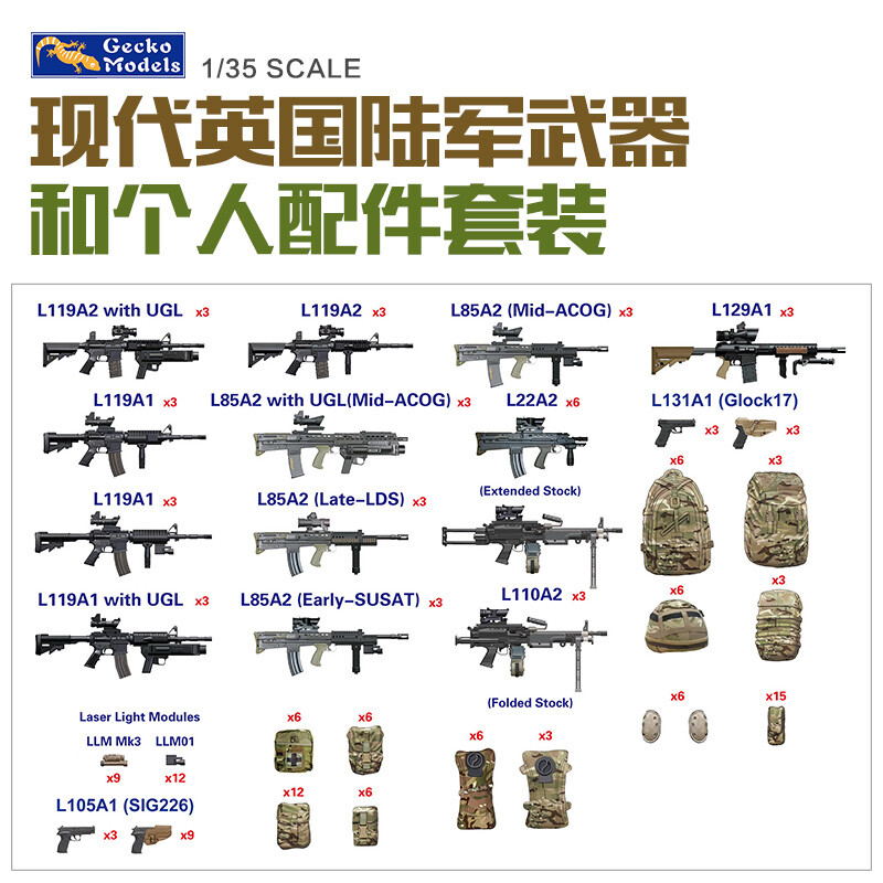 Gecko 1/35 modern British Army weapons and personal accessories kit 35GM0026