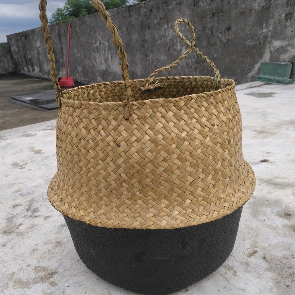 Hanging Wicker Basket Small Folding Plant Woven Flower Woman