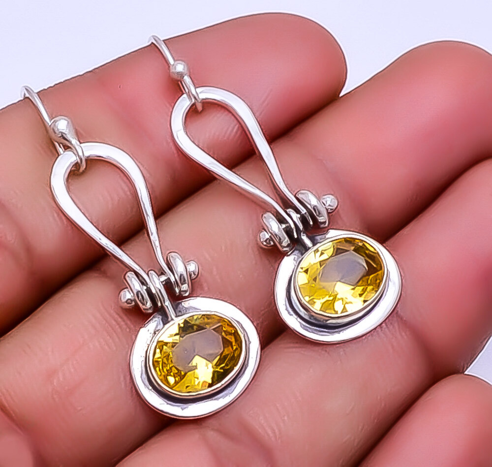 Citrine Designer 925 Sterling Silver Earrings 1.76 Inch Valentine Gift E932910766