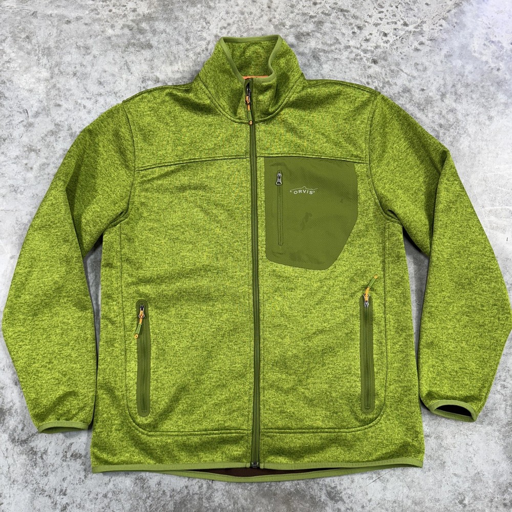 Orvis Jacket Mens Medium Full Zip Performance Fleece Outdoor Hiking Pockets